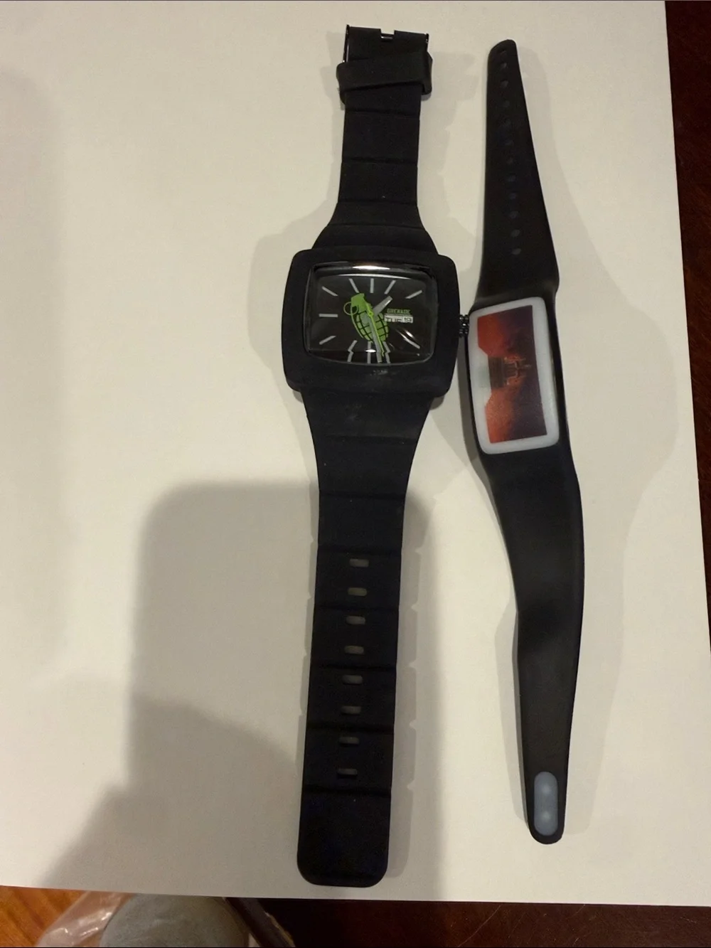 Black Silicone Smartwatch with Green Dial Accent